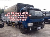 Bán xe tải Veam VT750 thùng mui bạt dài 6m, động cơ Hyundai
