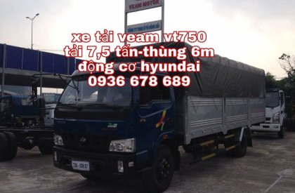 Veam VT750 2017 - Bán xe tải Veam VT750 thùng mui bạt dài 6m, động cơ Hyundai