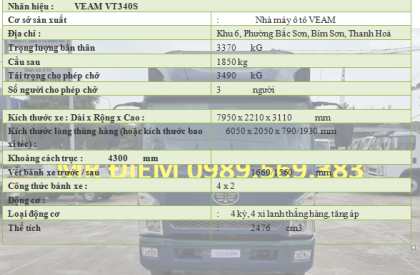 xe tải veam vt340s,veam vt340s,xe tải veam vt340s 3T5