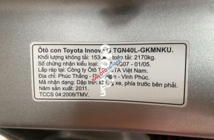Toyota Innova G  2011 - Cần bán Toyota Innova G 2011, màu bạc, giá cạnh tranh